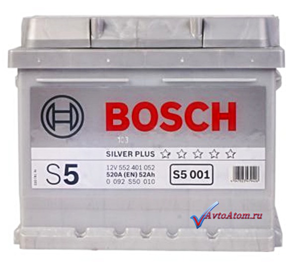Аккумулятор BOSCH 52 Ah обратная полярность